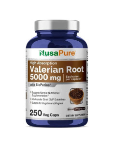 NusaPure Extracto de Raíz de Valeriana 20:1 250mg Vegano 250 Cápsulas