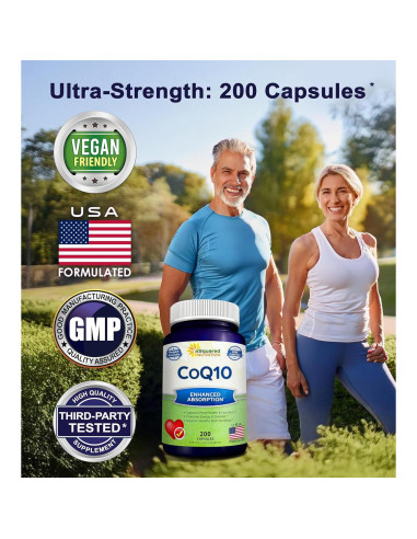 Suplemento CoQ10 aSquared 400mg 200 Cápsulas Veganas