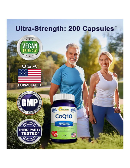 Suplemento CoQ10 aSquared 400mg 200 Cápsulas Veganas