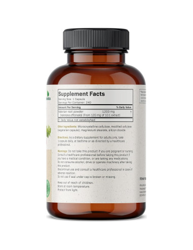 Raíz de Valeriana Futurebiotics 1200 MG 240 Cápsulas Veganas
