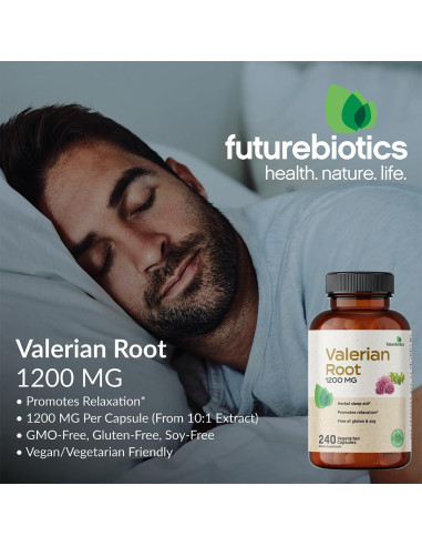 Raíz de Valeriana Futurebiotics 1200 MG 240 Cápsulas Veganas