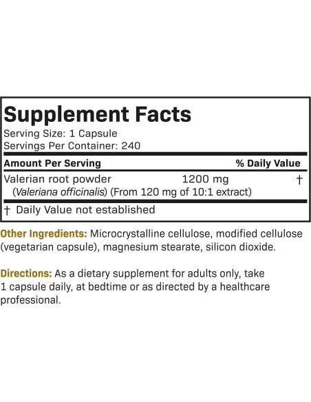 Raíz de Valeriana Futurebiotics 1200 MG 240 Cápsulas Veganas