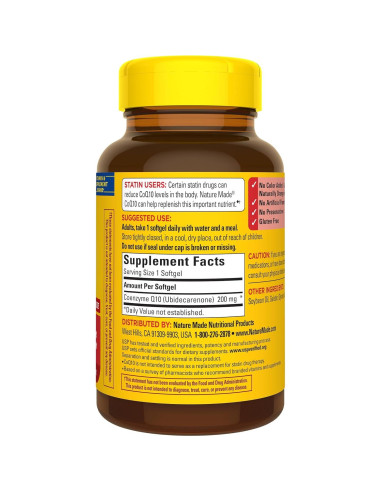Suplemento CoQ10 200mg Nature Made - 80 Softgels Antioxidantes