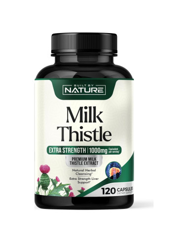 Cardo Mariano 1000mg Built By Nature - Detox Hígado 120 Cápsulas