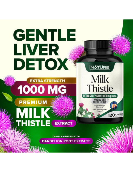 Cardo Mariano 1000mg Built By Nature - Detox Hígado 120 Cápsulas