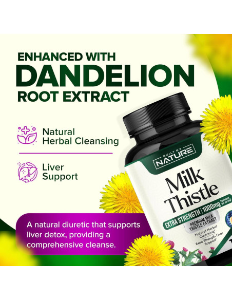 Cardo Mariano 1000mg Built By Nature - Detox Hígado 120 Cápsulas