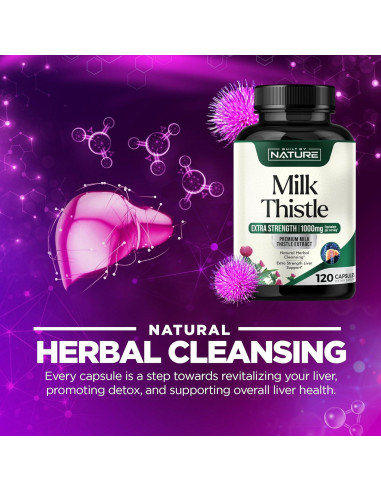 Cardo Mariano 1000mg Built By Nature - Detox Hígado 120 Cápsulas