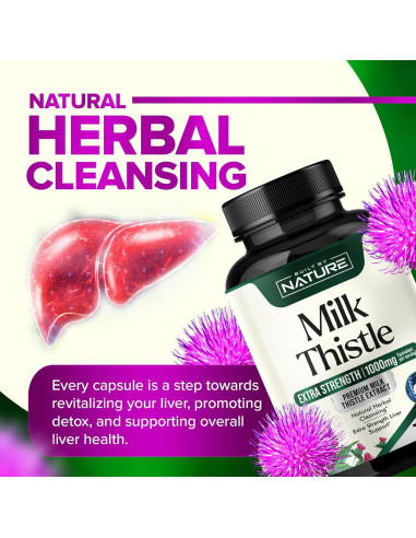 Cardo Mariano 1000mg Built By Nature - Detox Hígado 120 Cápsulas