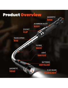 Linterna Magnética LED WUXI PU-46 Extensible 55,88 cm 2