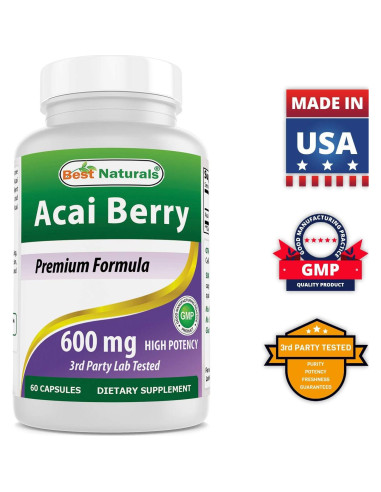 Baya de Acai 600 mg Mejores Naturales 120 Cápsulas