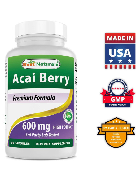 Baya de Acai 600 mg Mejores Naturales 120 Cápsulas Baya de Acai 600 mg Mejores Naturales 120 Cápsulas