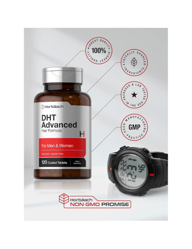 Suplemento DHT para el Cabello Horbaach | 120 Tabletas | Sin OGM