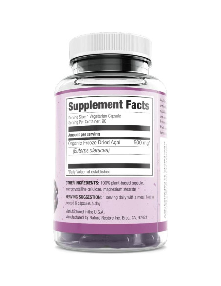 Suplemento Orgánico Baya de Acai Nature Restore 90 Cápsulas