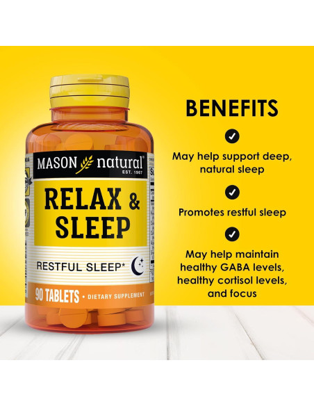 Suplemento Herbal Mason Natural Relax & Sleep 90 Tabletas Suplemento Herbal Mason Natural Relax & Sleep 90 Tabletas