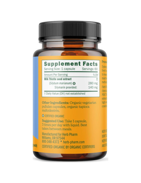 Cápsulas de Extracto de Cardo Mariano Herb Pharm 60 Unidades