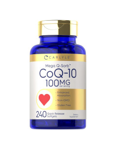 Carlyle CoQ10 100mg Mega Q-Sorb 240 Softgels Antioxidante