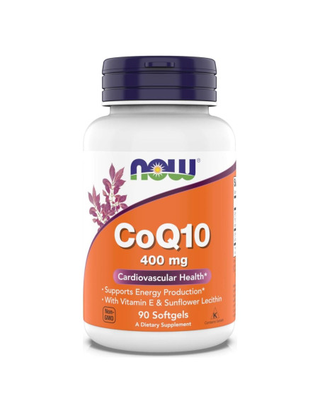 Suplemento CoQ10 400 mg NOW Foods - Grado Farmacéutico, 90 Gelatinas