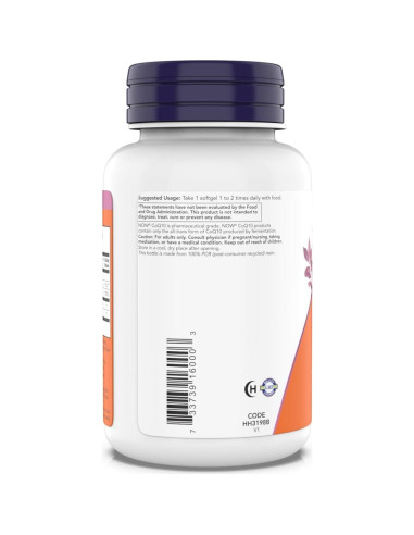Suplemento CoQ10 400 mg NOW Foods - Grado Farmacéutico, 90 Gelatinas