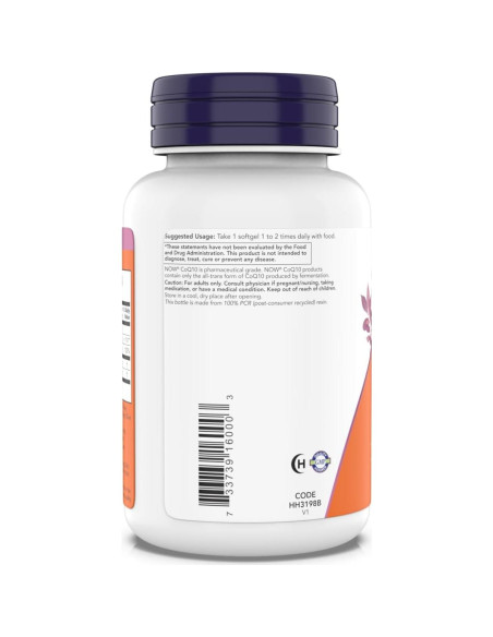 Suplemento CoQ10 400 mg NOW Foods - Grado Farmacéutico, 90 Gelatinas