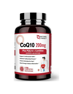 Suplemento CoQ10 200mg Nature Target con Omega-3 y PQQ