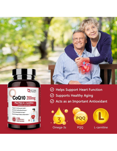 Suplemento CoQ10 200mg Nature Target con Omega-3 y PQQ