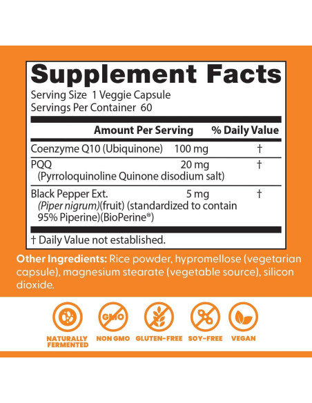 CoQ10 Plus PQQ Doctor's Best 60 Cápsulas Veganas Alta Absorción