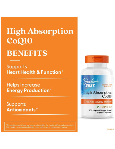 CoQ10 Alta Absorción Doctor's Best 200 mg 60 Cápsulas Vegetales