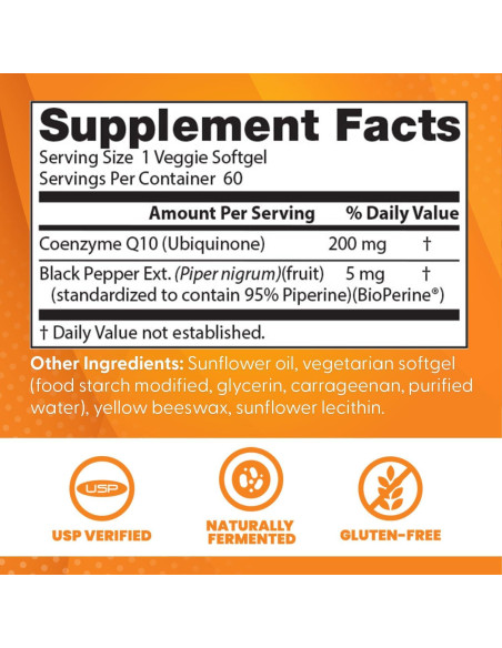 CoQ10 Alta Absorción Doctor's Best 200 mg 60 Cápsulas Vegetales