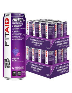 Bebida Energética FITAID Uva Aaí 200mg Cafeína 355ml x24