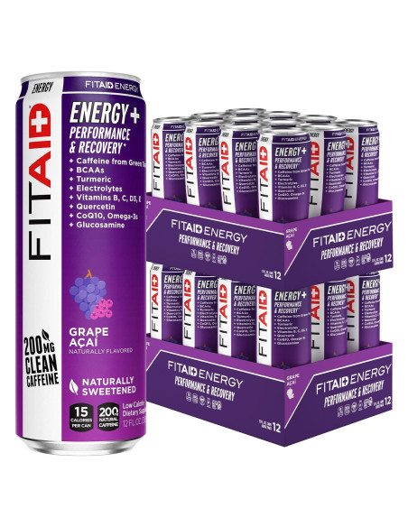 Bebida Energética FITAID Uva Aaí 200mg Cafeína 355ml x24