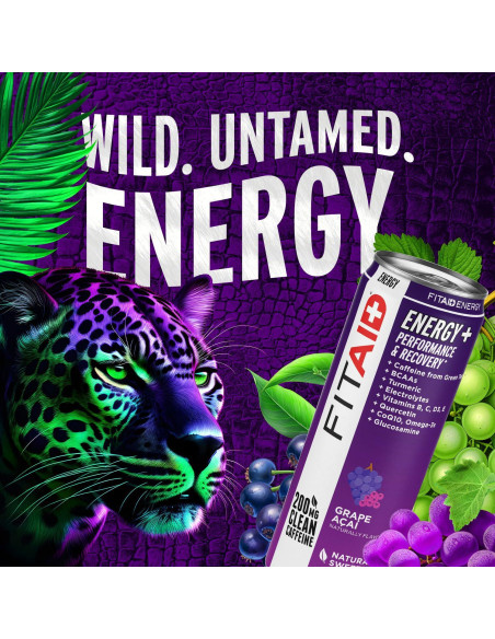 Bebida Energética FITAID Uva Aaí 200mg Cafeína 355ml x24