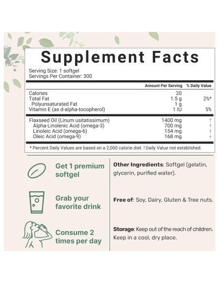 Aceite de Semilla de Linaza Micro Ingredients 1400mg 300 Cápsulas Aceite de Semilla de Linaza Micro Ingredients 1400mg 300 Cápsulas