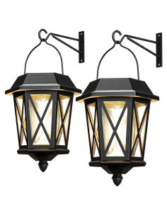 Linternas Solares TEKLAPS para Exterior - 2 Luces LED Negras