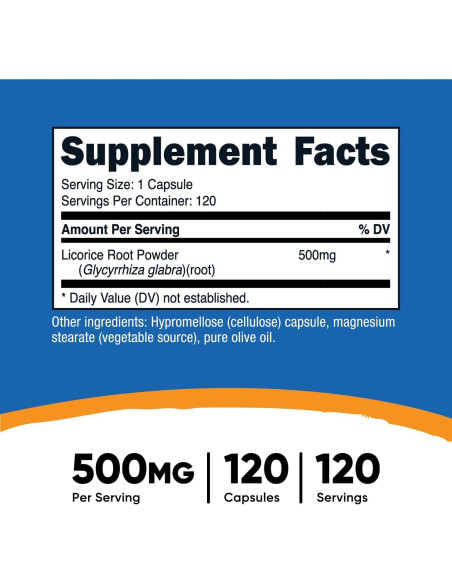 Raíz de Regaliz Nutricost 500mg 120 Cápsulas Sin OGM Raíz de Regaliz Nutricost 500mg 120 Cápsulas Sin OGM