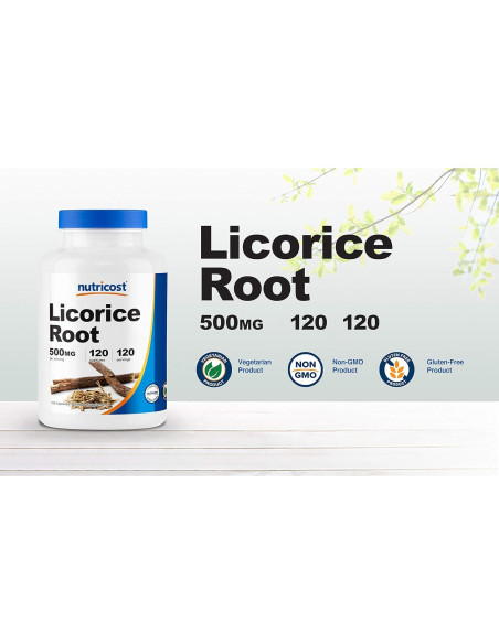 Raíz de Regaliz Nutricost 500mg 120 Cápsulas Sin OGM Raíz de Regaliz Nutricost 500mg 120 Cápsulas Sin OGM