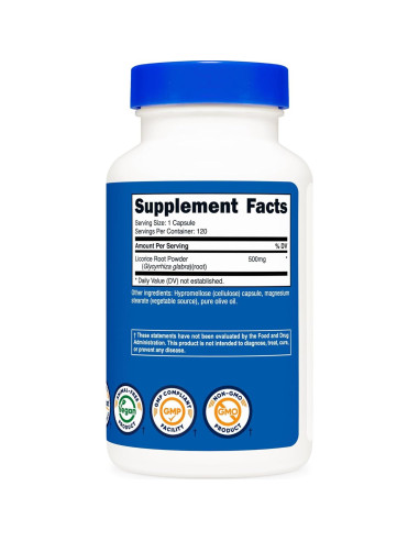 Raíz de Regaliz Nutricost 500mg 120 Cápsulas Sin OGM