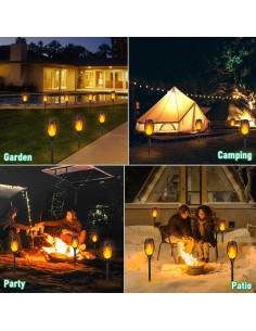 IkeeRuic Luces Solares de Antorcha 6Pack Naranja LED 2