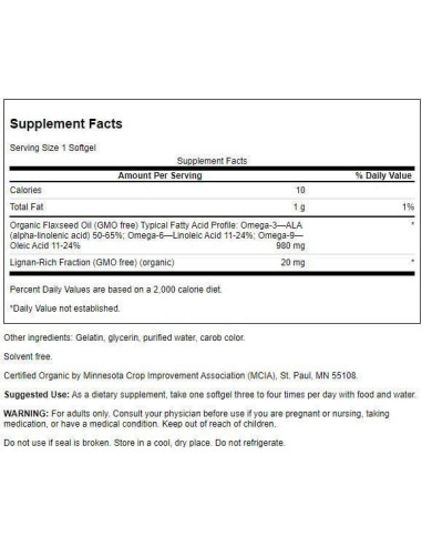 Aceite de Semilla de Lino Swanson 200 G - Omega 3 ALA