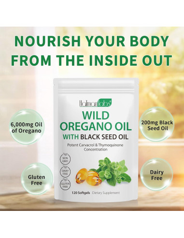Suplemento Aceite de Orégano Softgels 120 Cápsulas 6000mg