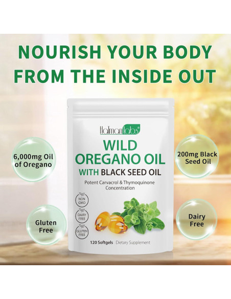 Suplemento Aceite de Orégano Softgels 120 Cápsulas 6000mg