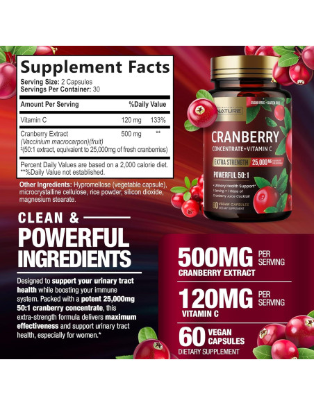 Píldoras de Arándano Built by Nature 25000mg 60 Cápsulas Veganas