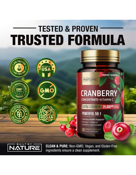 Píldoras de Arándano Built by Nature 25000mg 60 Cápsulas Veganas