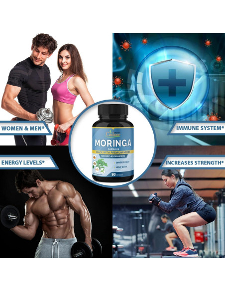 Cápsulas de Moringa Orgánica Cadane 90 Unidades - Energía y Inmunidad