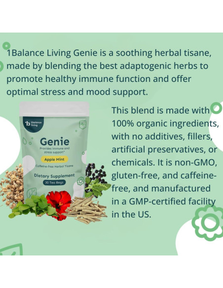 Té Adaptogénico 1Balance Living con Ashwagandha y Menta - 30 Bolsitas