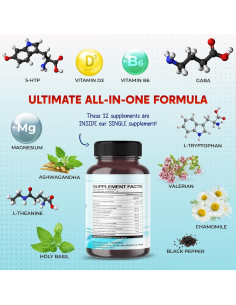 Suplemento GABA 5-HTP L-Triptófano Ashwagandha 150 Cápsulas 2
