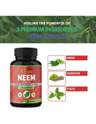 Suplemento de Neem Orgánico Cadane 120 Cápsulas Vegetales