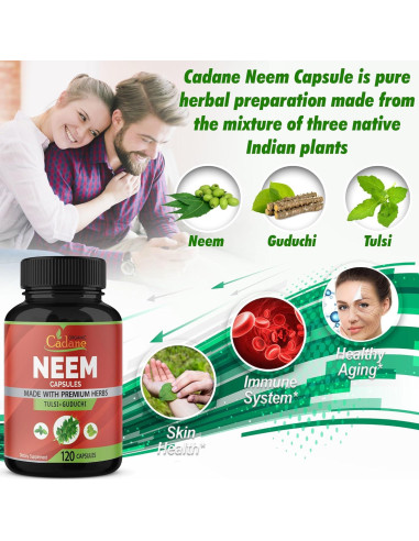 Suplemento de Neem Orgánico Cadane 120 Cápsulas Vegetales