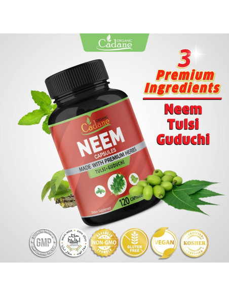 Suplemento de Neem Orgánico Cadane 120 Cápsulas Vegetales