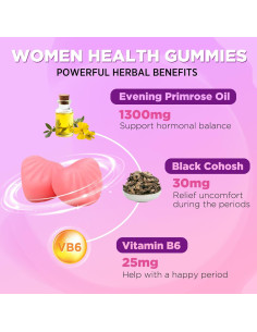 Gomitas de Aceite de Onagra 1300mg Veganas Sabor Fresa 60 Unidades 2