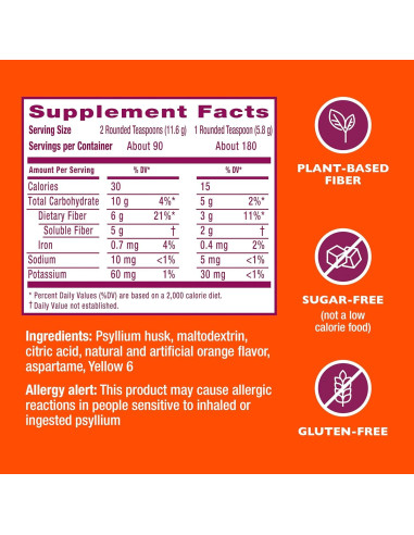 Metamucil Suplemento de Fibra 4-en-1 Sin Azúcar 180 Porciones